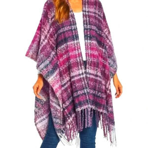 Woolrich‎ Cozy Blanket Wrap Poncho Becca Colorway Fringe Trim One Size